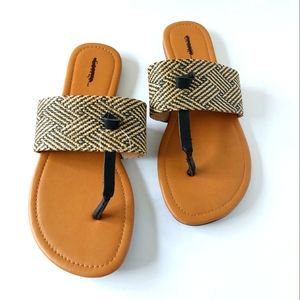 Thong Sandals with Wide Fabric Strap